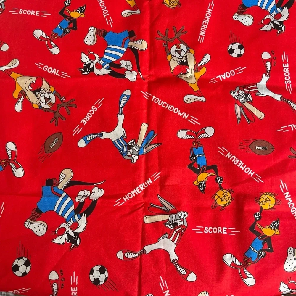 Vintage Lot of 90s Looney Tunes Fabric Sports Taz Daffy Bugs Colorful Crafts